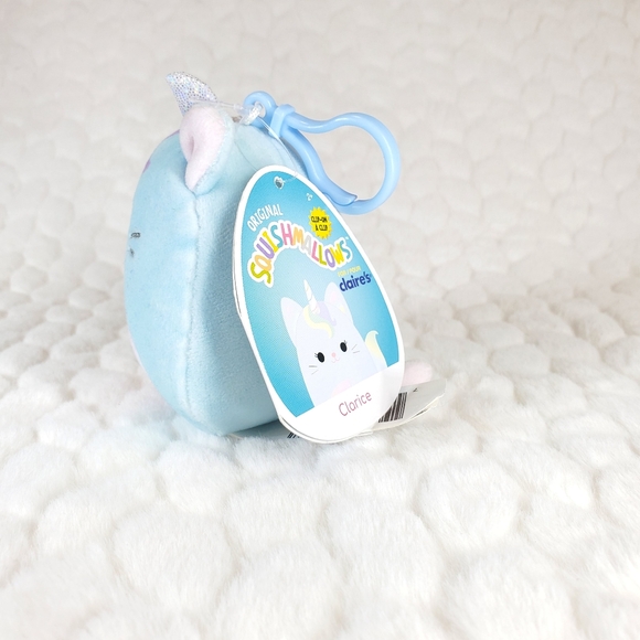Clarice Squishmallows Clips BNWT Blue Caticorn Claire's Exclusive Plush Charm - Picture 2 of 8